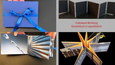 alt="Fraktalwerk-Workshop Künstlerbuch mit Leporelloform">