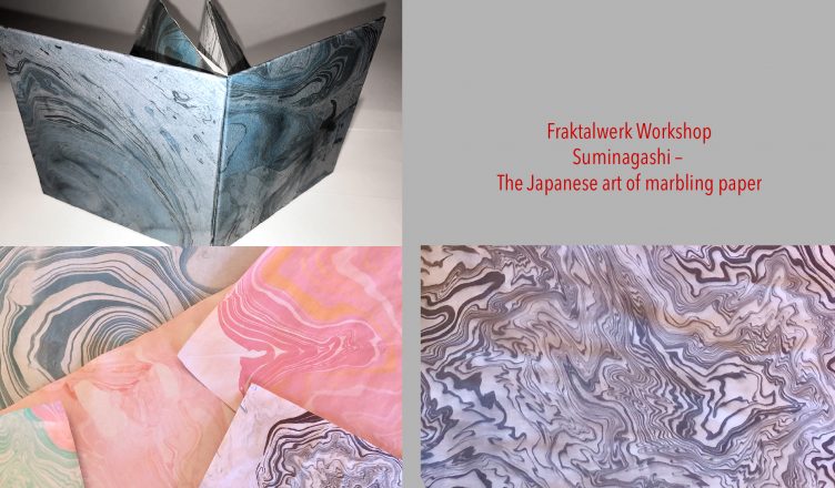 alt="Fraktalwerk-Workshop Suminagashi the Japanese art of marbling paper">